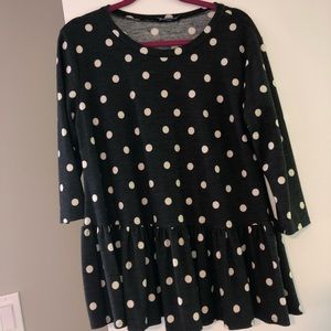 Gray & White Polka Dot Top